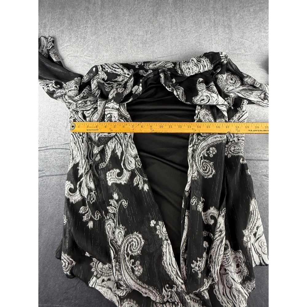 Sara Michelle Women Black White Paisley Metallic Open Front Cardigan Small 9165M - Picture 7 of 7